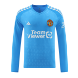 2023-2024 Manchester United Goalkeeper Blue Football Shirt Men's #Long Sleeve