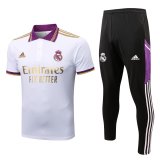 2022-2023 Real Madrid White Football Training Set (Polo + Pants) Men's