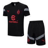 2022-2023 AC Milan Black Football Training Set (Shirt + Short) Men's