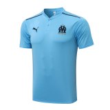 2021-2022 Olympique Marseille Sky Blue Football Polo Shirt Men's