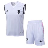 2023-2024 Juventus White Football Training Set (Singlet + Short) Men's
