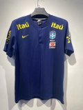 2022 Brazil Navy Football Polo Shirt Men's