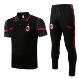 2022-2023 AC Milan Black Football Training Set (Polo + Pants) Men's