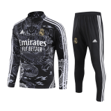2023-2024 Real Madrid Black Zipper Football Training Set (Sweatshirt + Pants) Children's