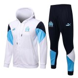 2021-2022 Olympique Marseille Hoodie White Football Training Set (Jacket + Pants) Men's
