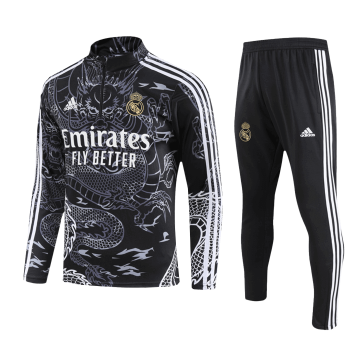 2023-2024 Real Madrid Black Football Training Set (Sweatshirt + Pants) Men's