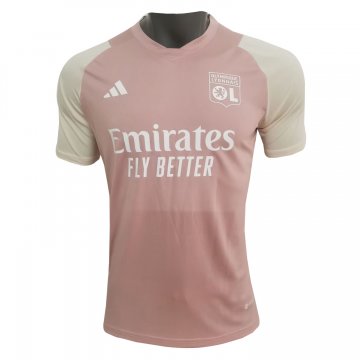 2023-2024 Olympique Lyonnais Pink Football Training Shirt Men's #Pre-Match