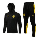 2021-2022 Borussia Dortmund Hoodie Black Football Training Set (Jacket + Pants) Men's