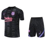 2022-2023 Barcelona Black Lettering Short Football Training Set ( Shirt + Short ) Men's