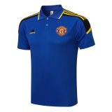 2021-2022 Manchester United Blue Football Polo Shirt Men's