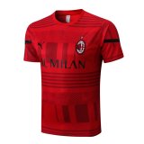 2022-2023 AC Milan Red Short Football Training Shirt Men's