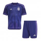 2022 Argentina 3-Star Away Football Set (Shirt + Short) Children's