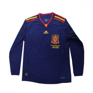 2010 Spain Away Long Sleeve Football Shirt Men's #Retro