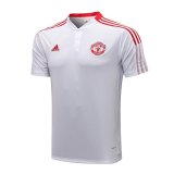 2021-2022 Manchester United White - Red Football Polo Shirt Men's