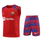 2023-2024 Barcelona Red Football Training Set (Singlet + Short) Men's