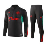 2023-2024 Manchester United Zipper Black Football Training Set (Sweatshirt + Pants) Children's