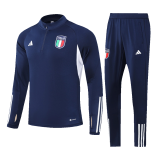 2023-2024 Italy Zipper Navy Football Training Set (Sweatshirt + Pants) Children's