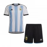 2023 Argentina 3-Star Home World Cup Champions Football Set (Shirt + Short) Children's