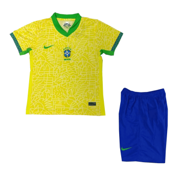 2024 Brazil Home Football Set (Shirt + Short) Children's