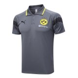 2023-2024 Borussia Dortmund Grey Football Polo Shirt Men's