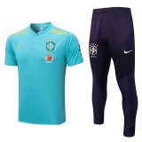 2022-2023 Brazil Light Blue Football Training Set (Polo + Pants) Men's