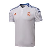 2021-2022 Real Madrid White Football Polo Shirt Men's