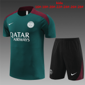 2024-2025 PSG Dark Green Football Training Set (Shirt + Short) Children's