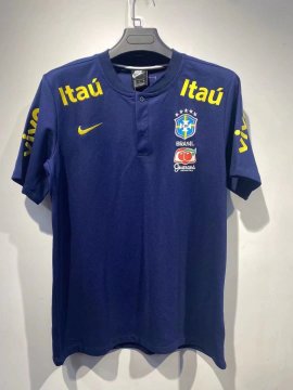 2022 Brazil Navy Football Polo Shirt Men's