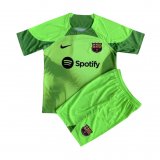 2022-2023 Barcelona Goalkeeper Green Football Shirt (Shirt + Short) Children's
