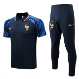 2022-2023 France Drak Blue Football Training Set (Polo + Pants) Men's