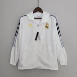 2022-2023 Real Madrid White All Weather Windrunner Football Jacket Shirt Men's