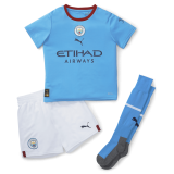 2022-2023 Manchester City Home Football Full Kit ( Shirt + Short + Sock ) Children's
