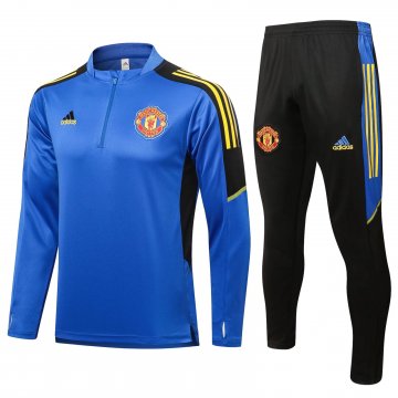 2021-2022 Manchester United Blue Football Traning Suit Men's