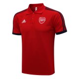 2021-2022 Arsenal Red - Black Stripes Football Polo Shirt Men's
