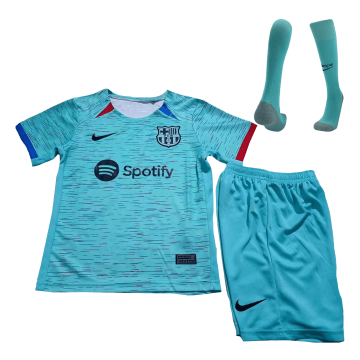 2023-2024 Barcelona Third Away Football Whole Set (Shirt + Short + Socks) Children's
