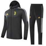 2021-2022 Juventus Hoodie Black Football Training Set (Jacket + Pants) Men's