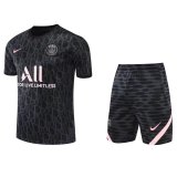 2022-2023 PSG Black Short Training Football Shirt ( Shirt + Short ) Men's
