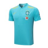 2022 Brazil Aqua Green Football Polo Shirt Men's