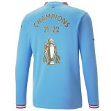 2022-2023 Manchester City Home Football Shirt Men's #Champions 2021-2022 Long Sleeve
