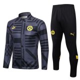2022-2023 Borussia Dortmund Grey - Black Football Training Set (Jacket + Pants) Men's