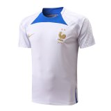 2022 France White Short Football Training Shirt Men's