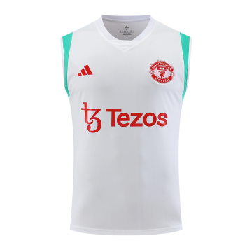 2023-2024 Manchester United White Football Singlet Shirt Men's