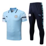 2022-2023 Manchester City Light Blue Football Training Set (Polo + Pants) Men's