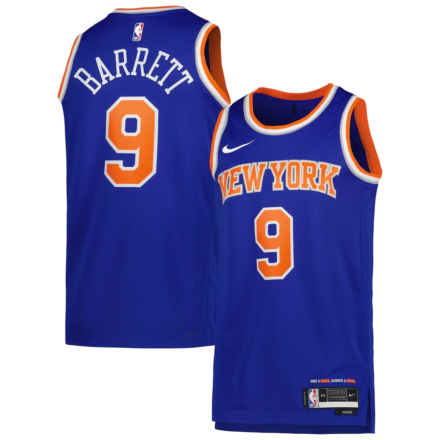 Male New York Knicks Icon Edition Jersey 2022-2023 Blue RJ Barrett #9