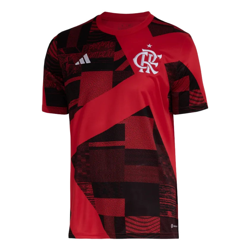 2023-2024 Flamengo Pre-Match Red - Black Football Training Shirt Men's
